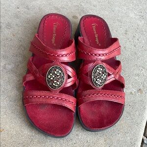 Bare Traps Red Leather Sandal! Women’s 6.5